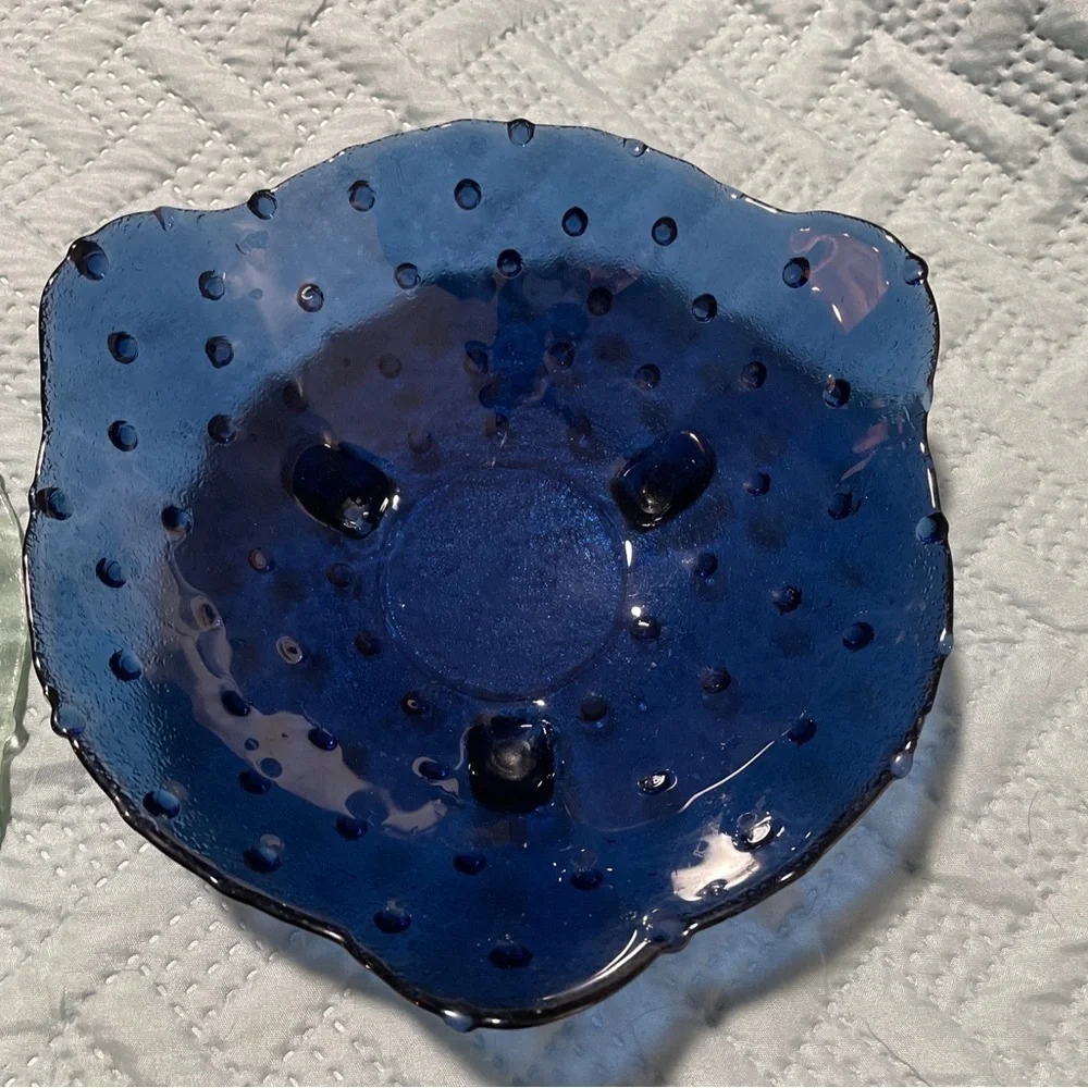 2 Vintage Hobnail Glass Dishes